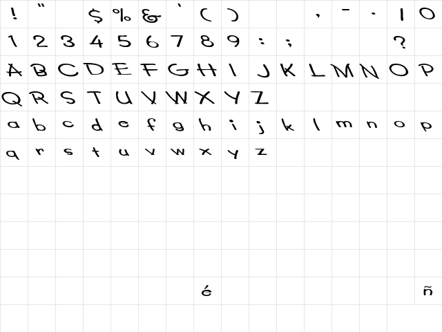 Lumparsky Ex Lefty Regular  glyph index