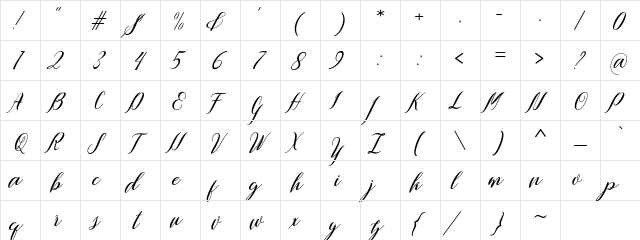 Wallaby Free Regular  glyph index
