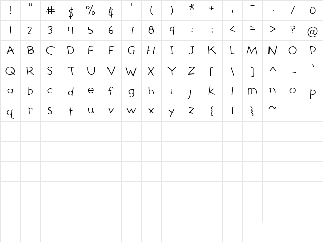 CK Teacher's Pet Regular  glyph index
