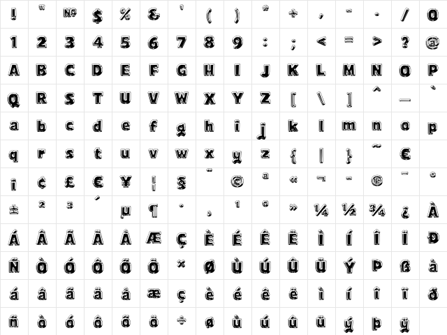 TownSquare 'Deluxe' Regular  glyph index