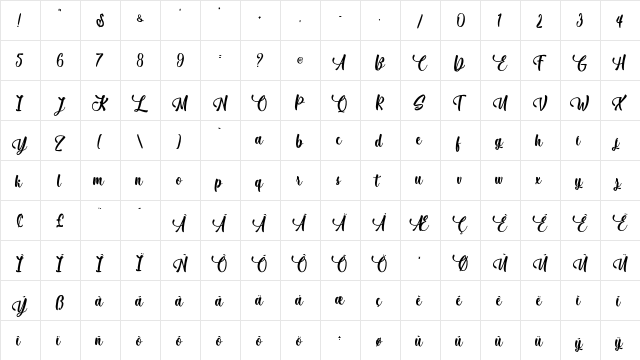 December Pastel - Personal Use Regular  glyph index