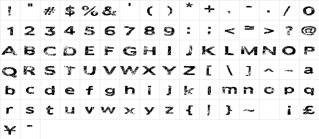 MetalCrime Regular  glyph index