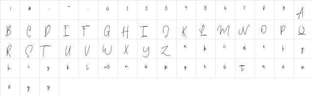 Shallamander Script  glyph index