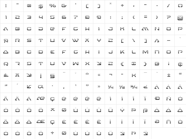 4114 Blaster Gradient Regular  glyph index