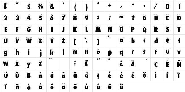 Schneehut Regular  glyph index