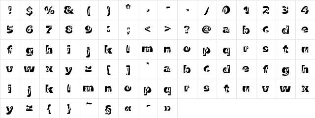 DuettoC Regular  glyph index