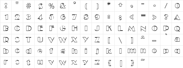 Broad AvenueOut Normal  glyph index