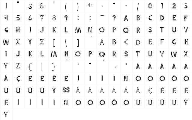 LTPartyTime Medium  glyph index