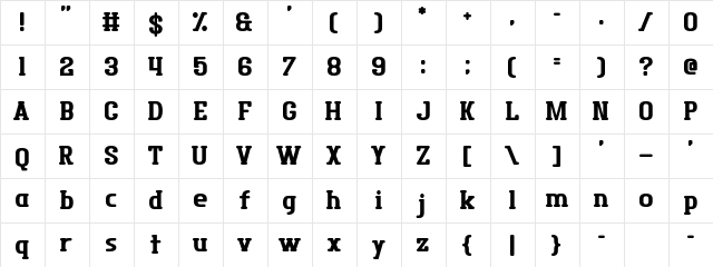 District Four Regular  glyph index