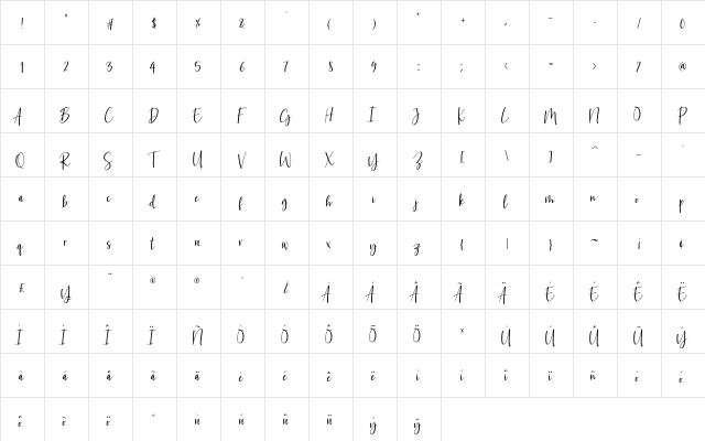 wongsolo Regular  glyph index