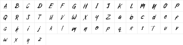 Nuttyclash demo Regular  glyph index