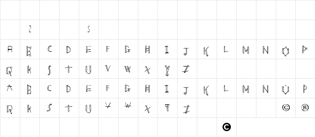 Blinkers Regular  glyph index