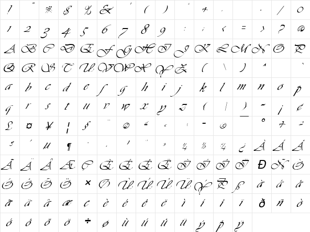 Vive Normal  glyph index