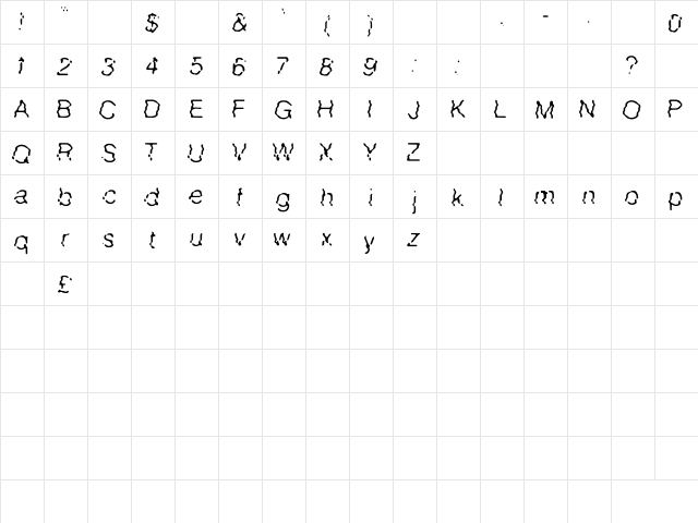 Waved Line Regular  glyph index