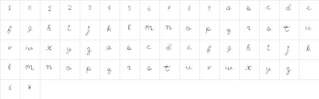 WonderfulParty Regular  glyph index