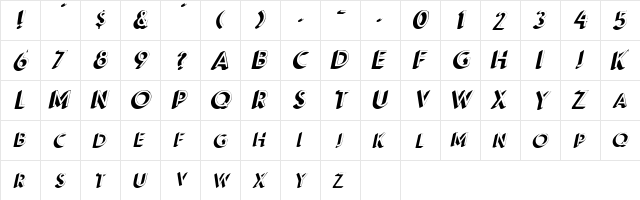 ApexShadowSCapsSSK Italic  glyph index