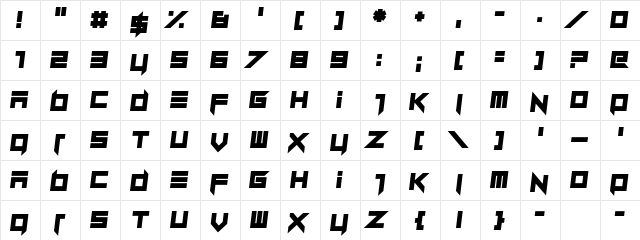 Dillydallier Regular  glyph index