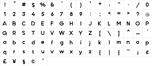 Quantify Bold  glyph index