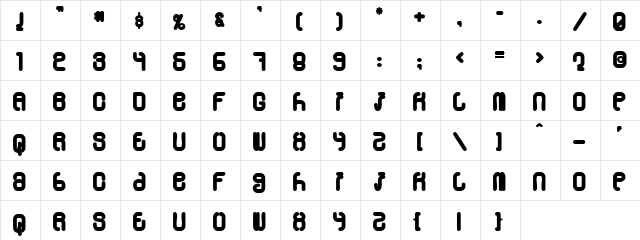 Skylab 600 Regular  glyph index