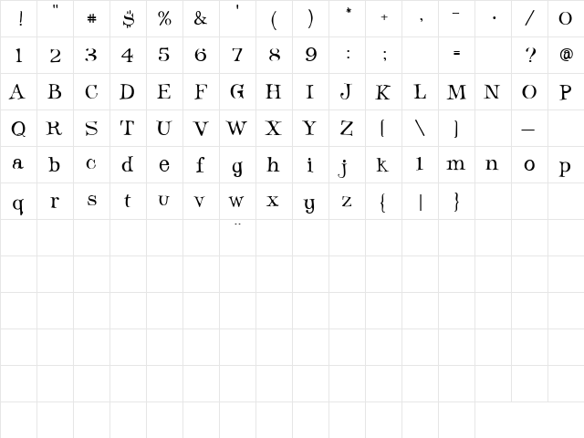AL Handcrafted Regular  glyph index