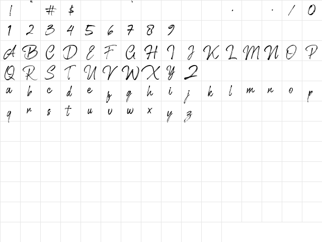 Shillentta Personal Use Only Regular  glyph index