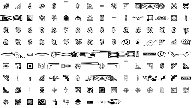 GriffinDingbats Regular  glyph index