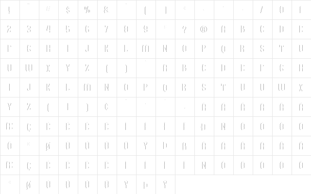 GRAM 02 Regular  glyph index
