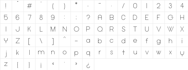 Cypher Light  glyph index