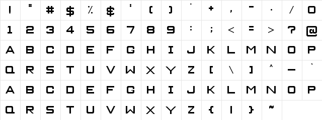 1971 Regular  glyph index
