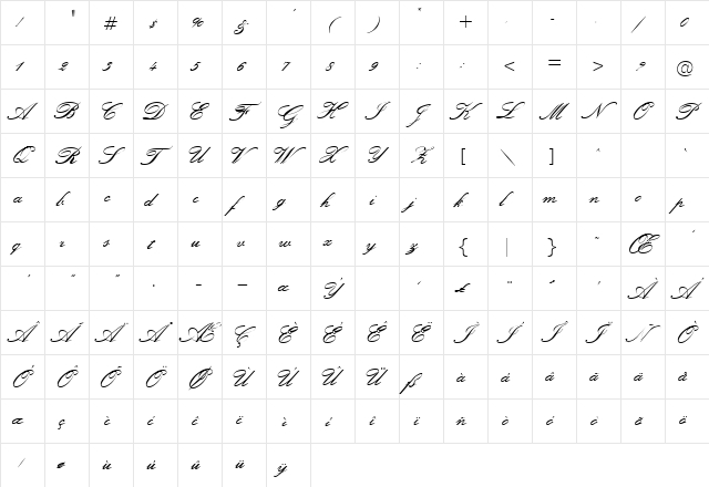 HelenaDemiBold Regular  glyph index