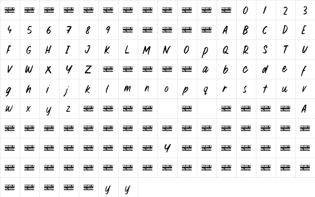 Willow Wisp Regular  glyph index