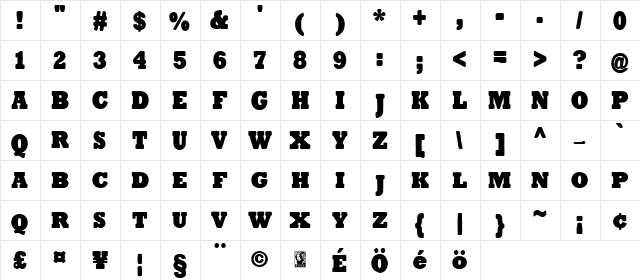 Tender Goliath Small-Caps Regular  glyph index