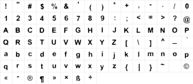 Acidic Normal  glyph index