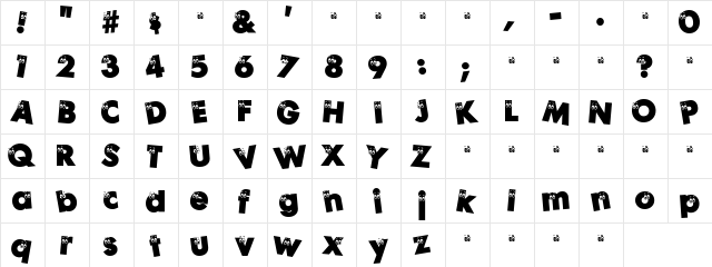 Peeps Regular  glyph index