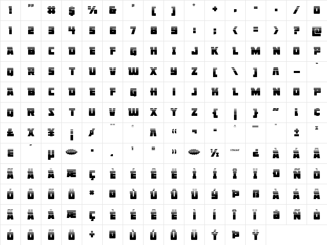 Liberty Legion Halftone Regular  glyph index