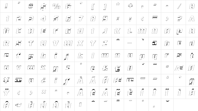 AndreaBeckerOutline Italic  glyph index