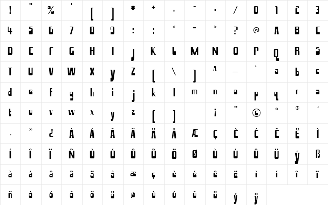 Hamma Mamma Jamma Regular  glyph index