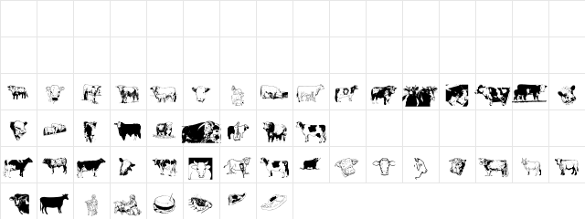 AnimalsAnimalsBovine Regular  glyph index