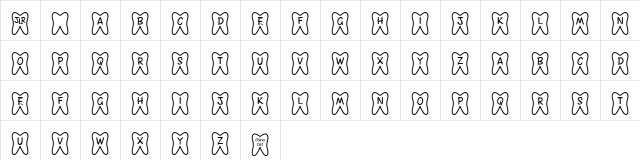 JLR Toofy Grin Regular  glyph index