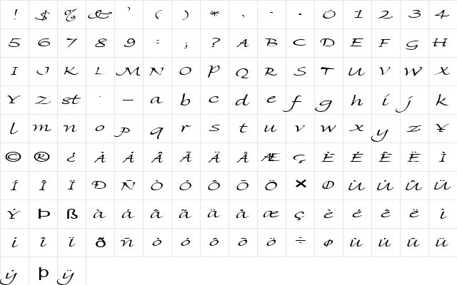 FZ HAND 8 EX Light  glyph index