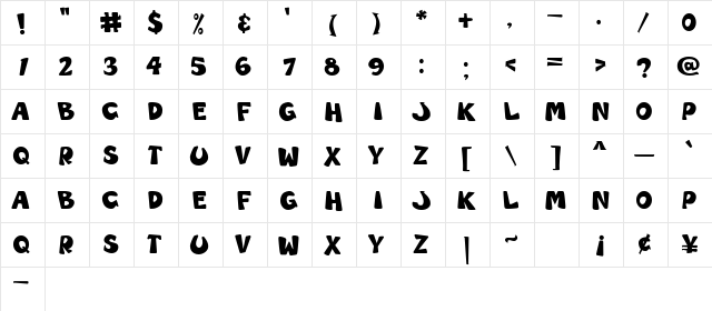 Hayven Regular  glyph index