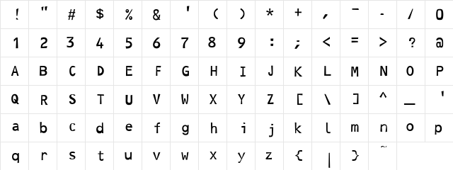 Hoptical Regular  glyph index