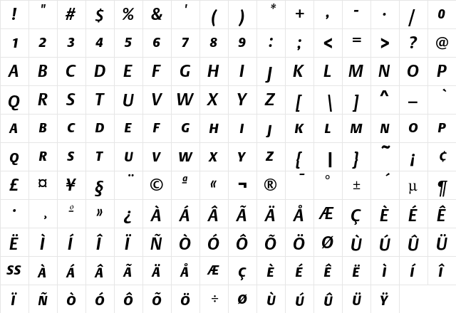 DTLArgoTCaps BoldItalic  glyph index