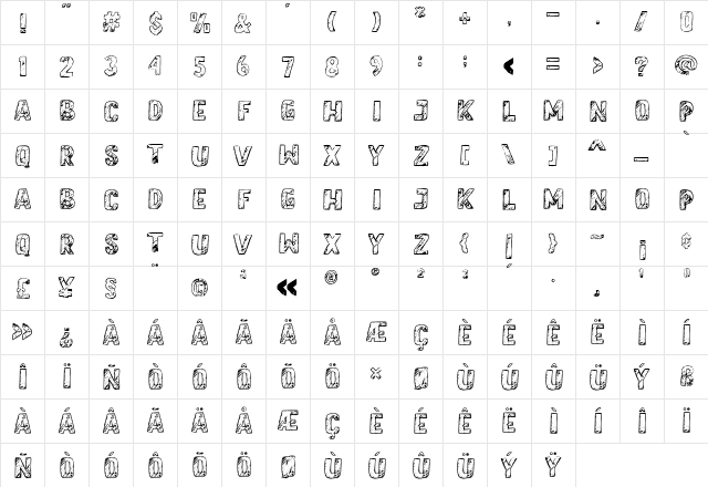 Letter Sketch Regular  glyph index