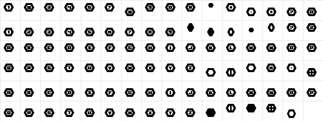 HeXkEy Expanded Regular  glyph index
