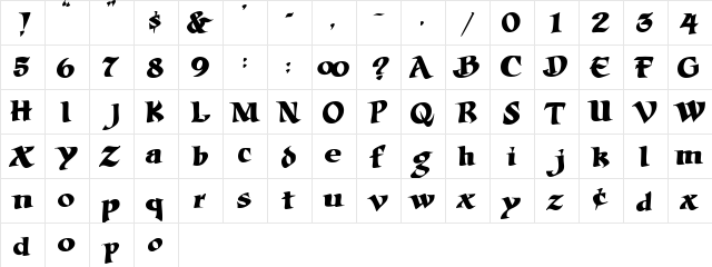 2 Mac DNA Regular  glyph index