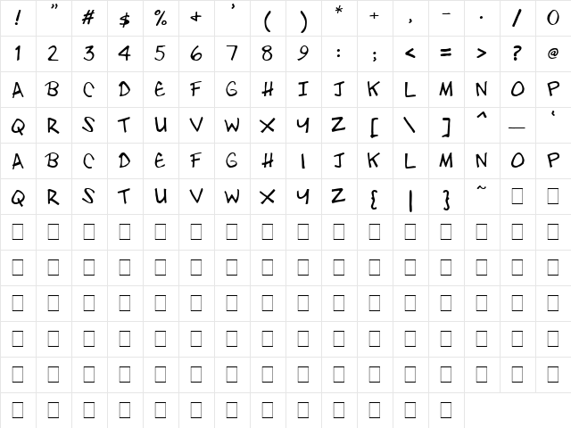 Zebedebedoo Normal  glyph index