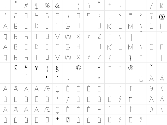 Holitter Phosphorus Regular  glyph index