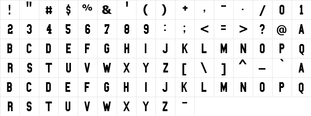 Blockbusted Regular  glyph index