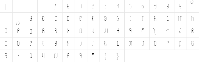 ovethin Regular  glyph index